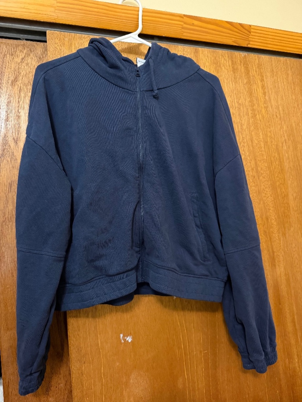 Outdoor Voices Pickup Rally Zip-Up Hooded Sweater Large Dark Sky Color Navy